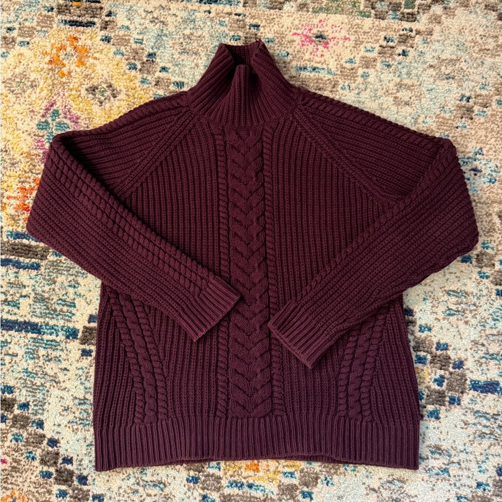 Lululemon Cable Knit Turtleneck Sweater - Deep Burgundy
